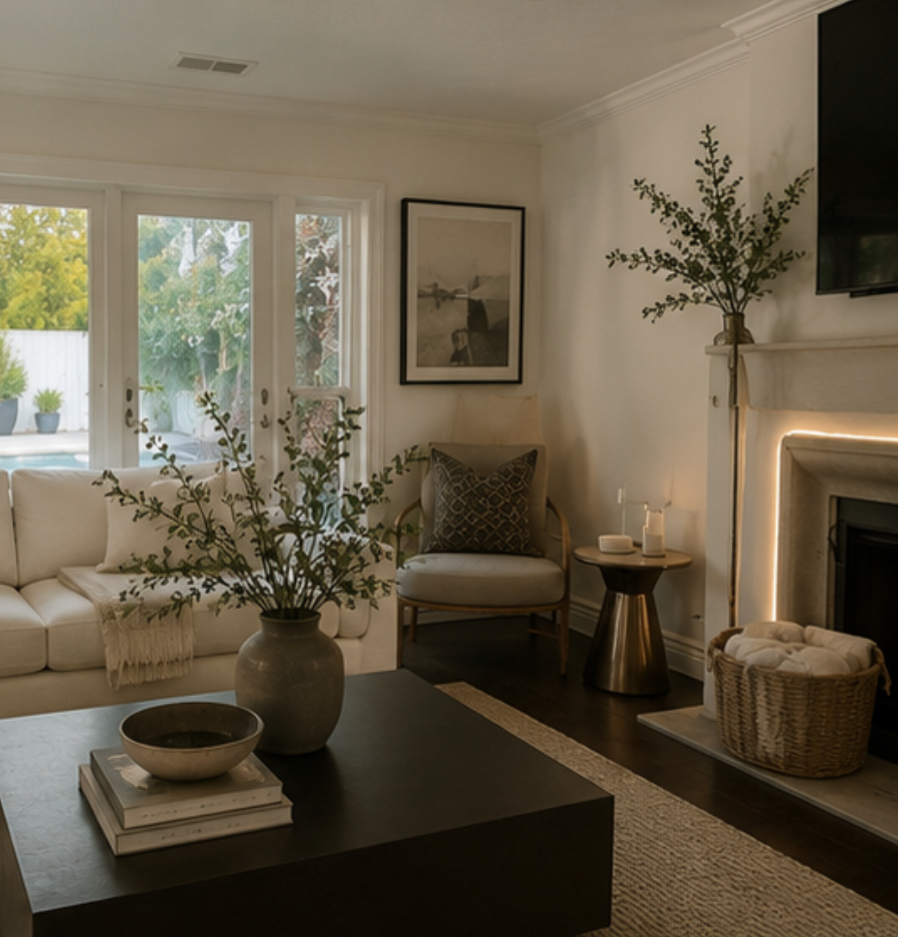 Fireplace sitting area