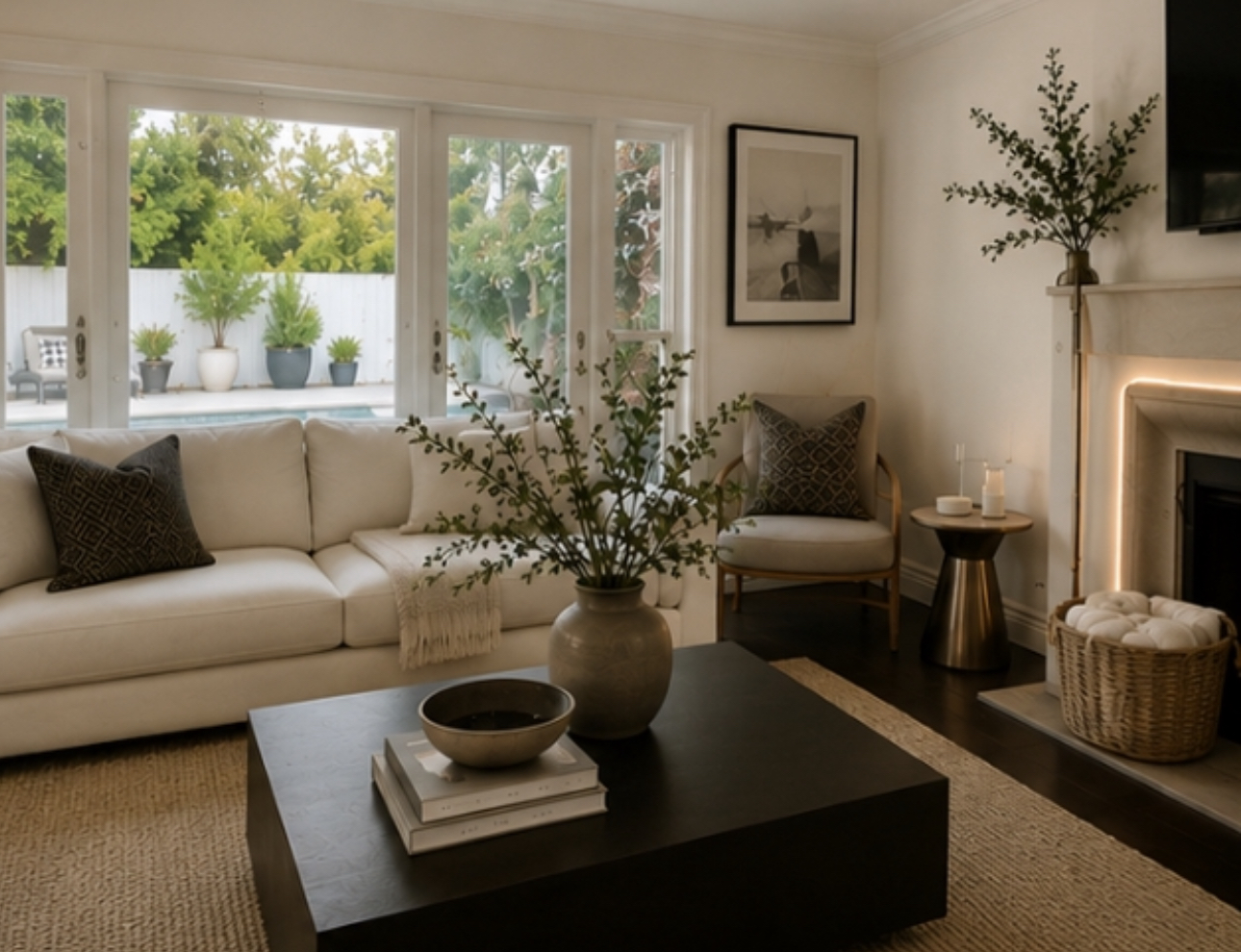 Living room with garden view